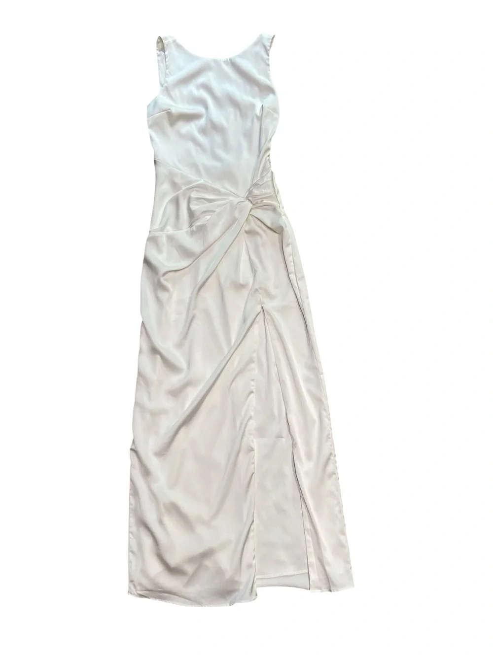 NWT Abercrombie & Fitch White Satin Draped Skirt Maxi Dress S